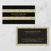 Elegante schwarze Streifen und Gold Glitzer & Glit Visitenkarte (Vorne/Hinten)