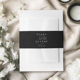 Elegante schwarze Swirl-Schrift einfache Hochzeit Einladungsbanderole