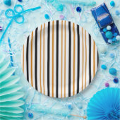 Elegante Schwarze Terracotta Gestreift Moderne Vin Pappteller (Party)