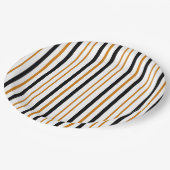 Elegante Schwarze Terracotta Gestreift Moderne Vin Pappteller (Schrägansicht)