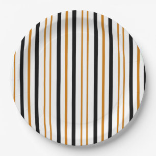 Elegante schwarze Terrakotta-gestreifte moderne Vi Pappteller