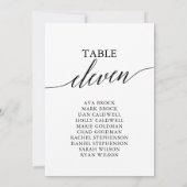 Elegante Schwarze Tischnummer 11 Seating Chart (Rückseite)