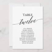 Elegante Schwarze Tischnummer 12 Seating Chart (Vorderseite)