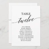 Elegante Schwarze Tischnummer 12 Seating Chart (Vorne/Hinten)