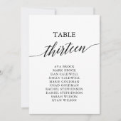 Elegante Schwarze Tischnummer 13 Sitzkarte (Vorderseite)