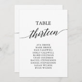 Elegante Schwarze Tischnummer 13 Sitzkarte (Vorne/Hinten)