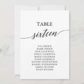 Elegante Schwarze Tischnummer 16 Sitzkarte (Rückseite)