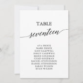 Elegante Schwarze Tischnummer 17 Sitzkarte (Vorderseite)