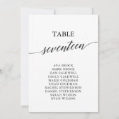 Elegante Schwarze Tischnummer 17 Sitzkarte (Rückseite)