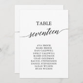 Elegante Schwarze Tischnummer 17 Sitzkarte (Vorne/Hinten)