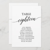 Elegante Schwarze Tischnummer 18 Sitzkarte (Vorne/Hinten)