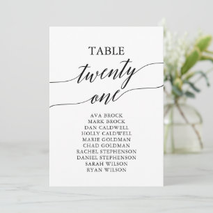 Elegante Schwarze Tischnummer 21 Seating Chart