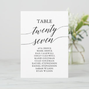 Elegante Schwarze Tischnummer 27 Sitzkarte