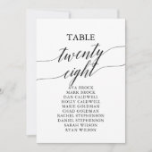 Elegante Schwarze Tischnummer 28 Seating Chart (Vorderseite)