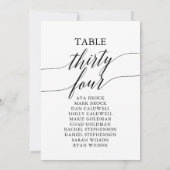 Elegante Schwarze Tischnummer 34 Sitzkarte (Rückseite)