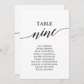 Elegante Schwarze Tischnummer 9 Sitzkarte (Vorne/Hinten)