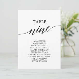 Elegante Schwarze Tischnummer 9 Sitzkarte