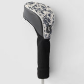 Elegante schwarze Toile-Blumenmuster-Monogramm Golf Headcover (angewinkelt)