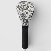 Elegante schwarze Toile-Blumenmuster-Monogramm Golf Headcover (Vorderseite)