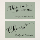 Elegante schwarze Typografie auf Sage Drink Ticket (Vorne & Hinten)