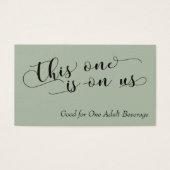 Elegante schwarze Typografie auf Sage Drink Ticket (Vorderseite)