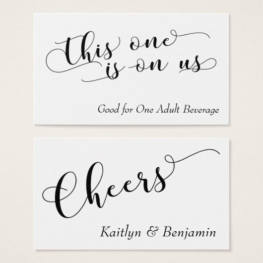 Elegante schwarze Typografie auf weißen Getränkeka (Vorne & Hinten)