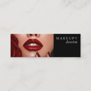 Elegante schwarze Typografie-Foto-Make-up Mini Visitenkarte