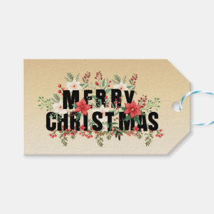 Elegante Schwarze Typografie Frohe Weihnachten Geschenkanhänger