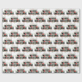 Elegante Schwarze Typografie Frohe Weihnachten Geschenkpapier (Flach)