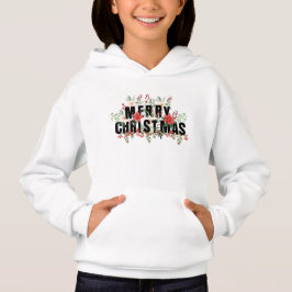 Elegante Schwarze Typografie Frohe Weihnachten Hoodie