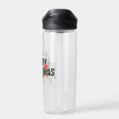 Elegante Schwarze Typografie Frohe Weihnachten Trinkflasche (Rückseite)