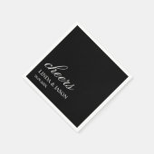 Elegante Schwarze Typografie Personalisiert Hochze Serviette (Ecke)