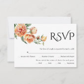 Elegante schwarze Typografie und pfirsichfarbene H RSVP Karte (Vorderseite)