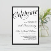 Elegante Schwarze u. Weiß-50. Einladung (Stehend Vorderseite)