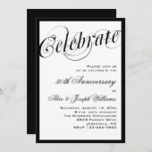 Elegante Schwarze u. Weiß-50. Einladung (Vorne/Hinten)