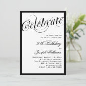 Elegante Schwarze u. Weiß-50. Einladung (Stehend Vorderseite)