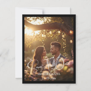 Elegante schwarze Umrandung Foto moderne weiße Sch Save The Date