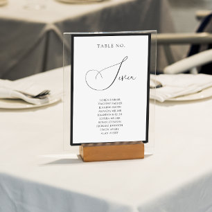 Elegante Schwarze Umrandung Schrift Hochzeits-Sitz Tischnummer