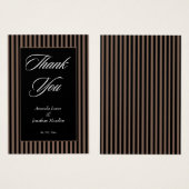 Elegante schwarze und braune Streifen Danke Karte (Vorne & Hinten)