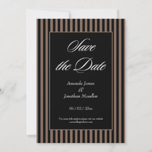 Elegante schwarze und braune Streifen Save the Dat Einladung