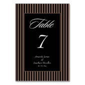 Elegante schwarze und braune Streifen Tischnummer (Rückseite)