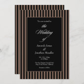 Elegante schwarze und braune vertikale Streifen Ho Einladung (Vorne/Hinten)