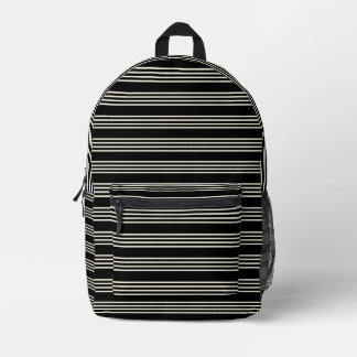 Elegante schwarze und cremefarbene horizontale Str Bedruckter Rucksack