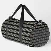 Elegante schwarze und cremefarbene horizontale Str Duffle Bag (Rechte Ecke)