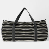 Elegante schwarze und cremefarbene horizontale Str Duffle Bag (Rückseite)