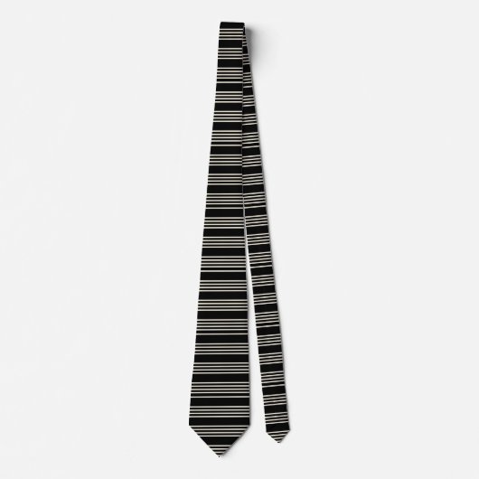 Elegante schwarze und cremefarbene horizontale Str Krawatte (Vorderseite)