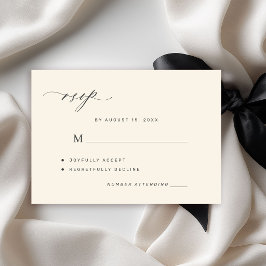 Elegante schwarze und elfenbeinfarbene einfache Ho RSVP Karte