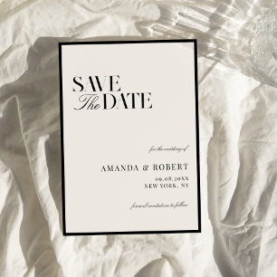 Elegante schwarze und elfenbeinfarbene Hochzeit im Save The Date