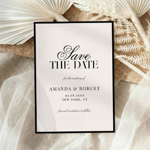 Elegante schwarze und elfenbeinfarbene Hochzeit im Save The Date