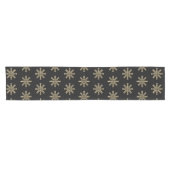 Elegante Schwarze und Gold Snowflakes Weihnachten Kurzer Tischläufer (Horizontal)